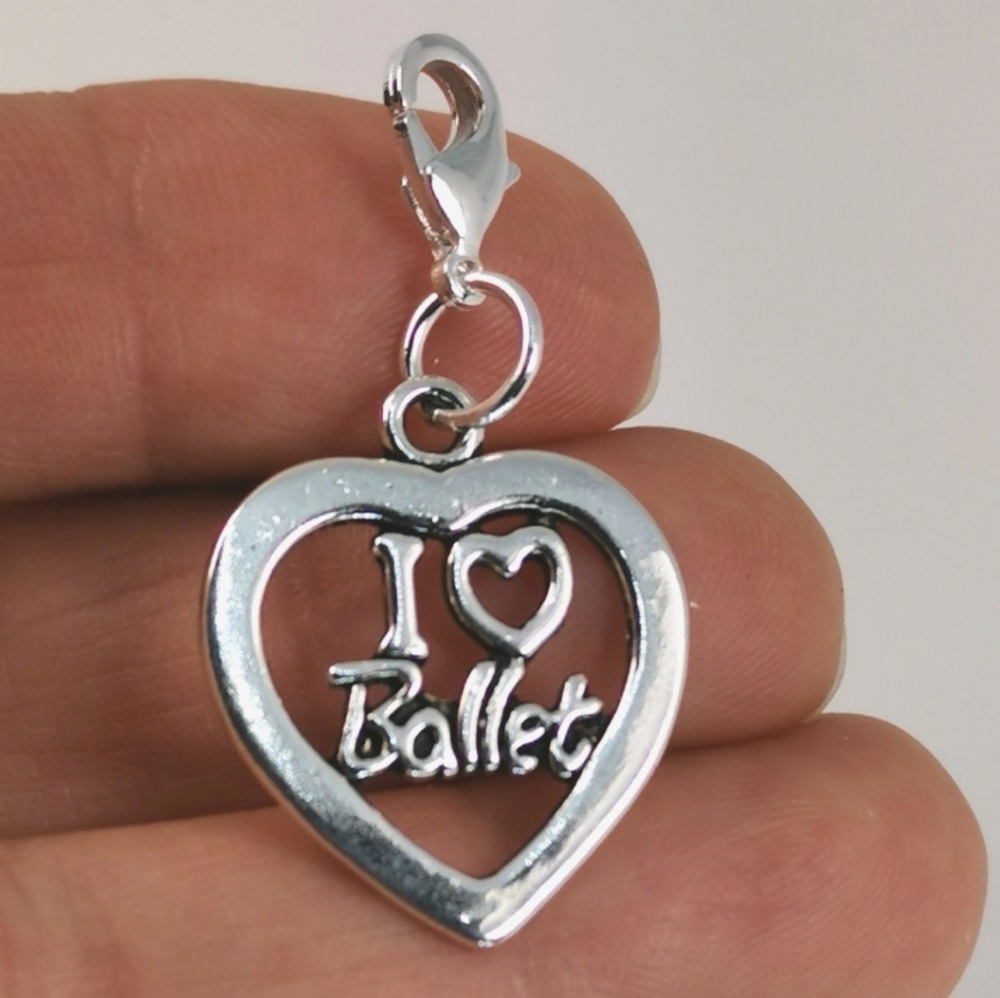 Clip On ballet charms I love ballet planner charms bracelet pendant heart Dreadl